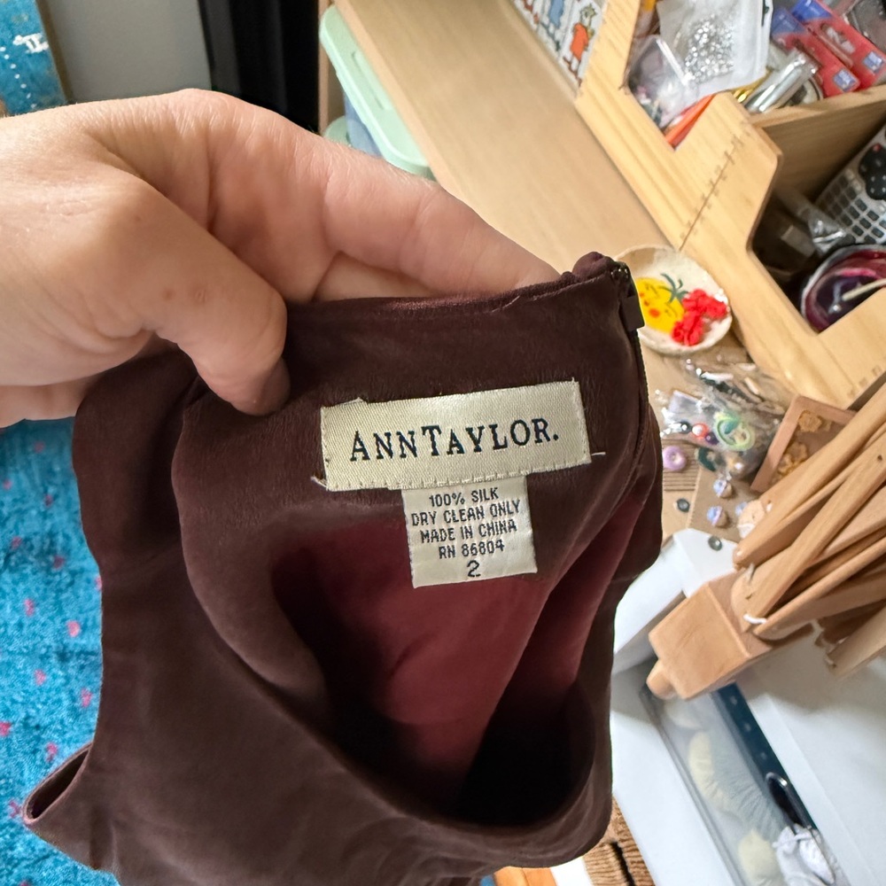 Ann Taylor vintage Silk Dress Top in Deep Burgundy